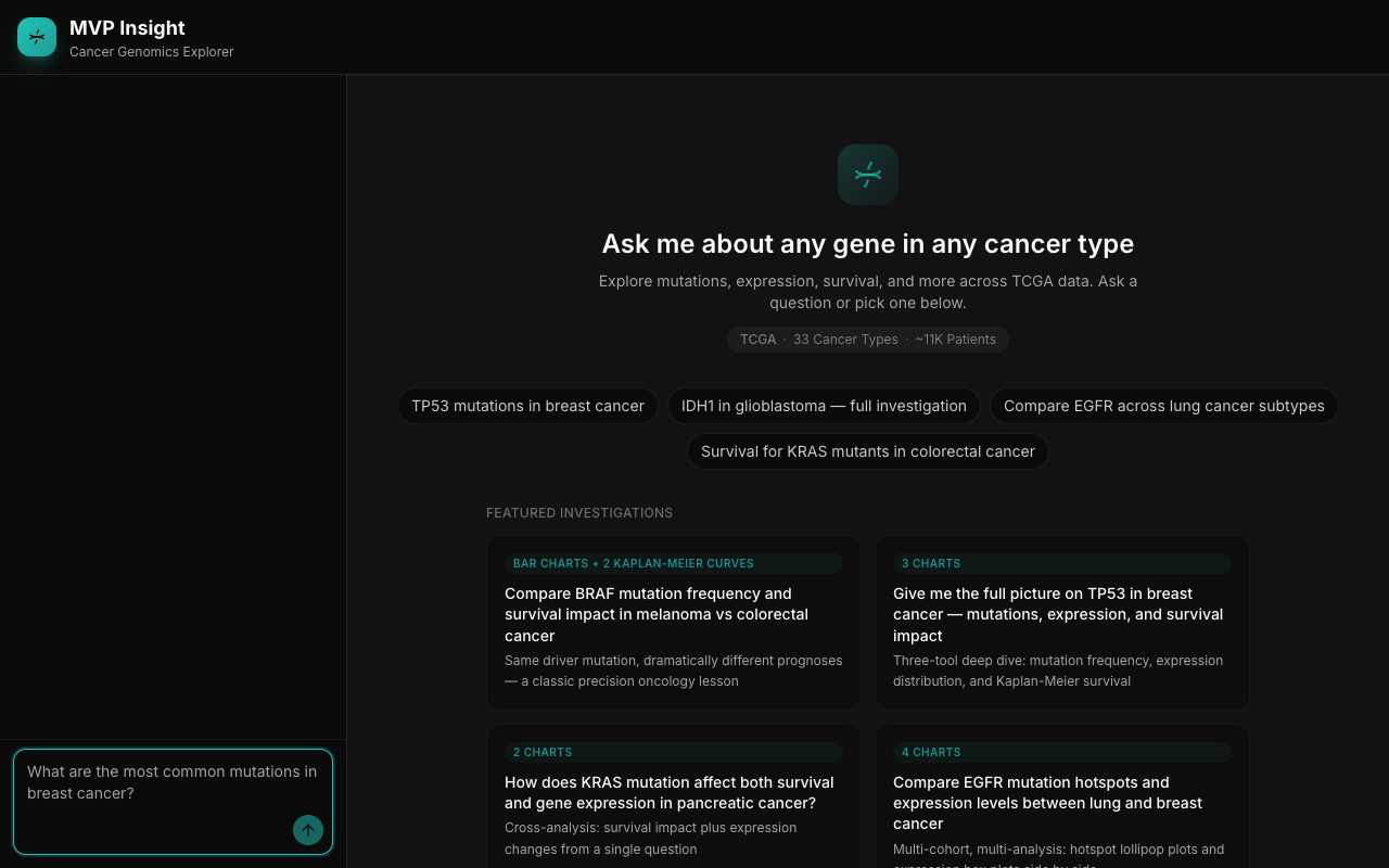 Insight cancer genomics platform — conversational AI interface